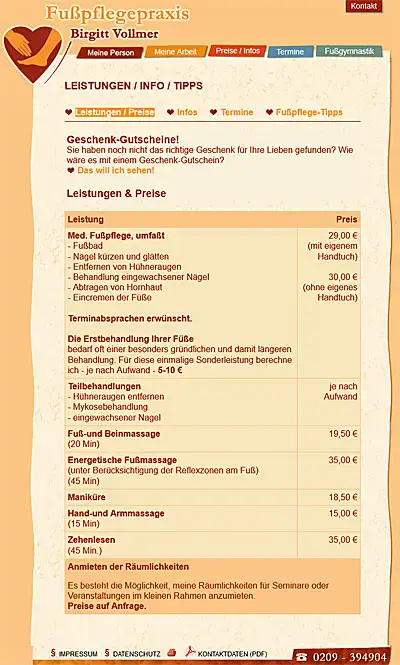 Webdesign Essen launcht www.fusspflege-vollmer.de