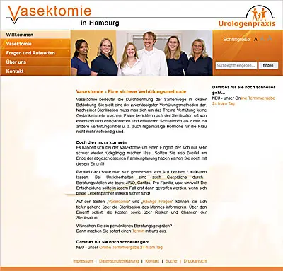 Webdesign Essen launcht www.vasektomie-harburg.de